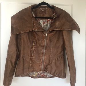 Vegan (faux leather) shawl jacket